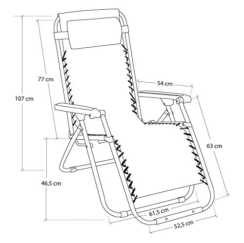Pack de 2 sillas Gravedad Cero reclinables con Bloqueo de Seguridad de Tejido Oxford y Acero de 95x65x106 cm (Negro)