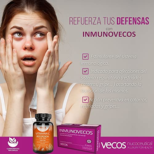 Pack para Reforzar el Sistema Inmunológico - Inmunovecos + Vitamina C 1000 mg con Zinc - 30 + 30 Cápsulas - Efecto Estimulante - Propiedades Antioxidantes - Suplementos Vitamínicos