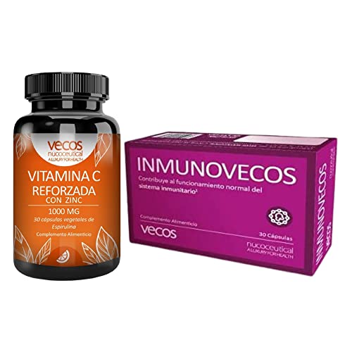 Pack para Reforzar el Sistema Inmunológico - Inmunovecos + Vitamina C 1000 mg con Zinc - 30 + 30 Cápsulas - Efecto Estimulante - Propiedades Antioxidantes - Suplementos Vitamínicos