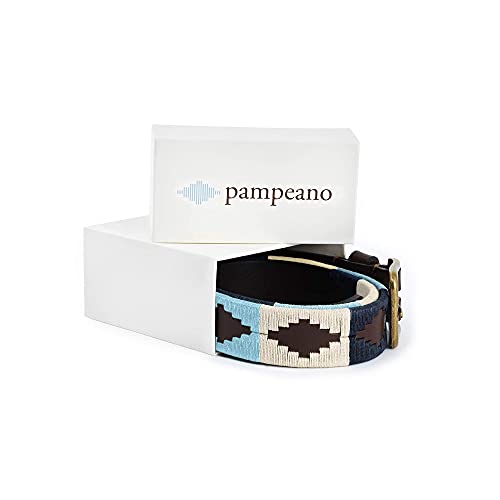 Pampeano | Sereno - Cinturón de polo de cuero artesanal argentino premium - Caja de regalo | Cinturón de diseño unisex | 3,5 cm de ancho, cosido a mano con hebilla de latón antiguo