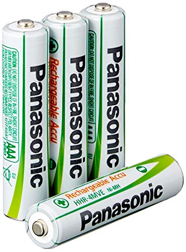 Panasonic AAA 750mAh NiMH 4-BL Batería/Pila recargable (750 mAh, 1.2 V, 44.5 mm, 10.5 mm, 13 g), Color blanco