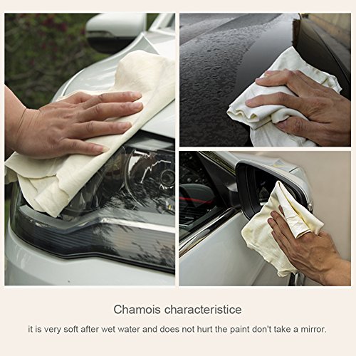 Paño de limpieza Riverlake de piel de ciervo auténtica para lavar el coche, súper absorbente, 3 tamaños disponibles. (S: 50 x 30 cm, 2 unidades)