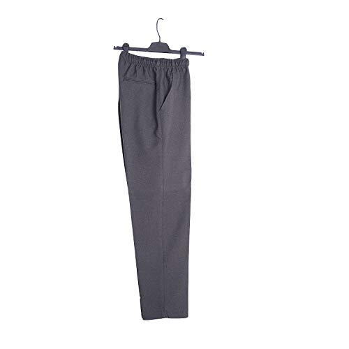 Pantalón adaptado hombre - Tallas grandes - Pantalon vestir con goma en la cintura - Invierno (gris, L)