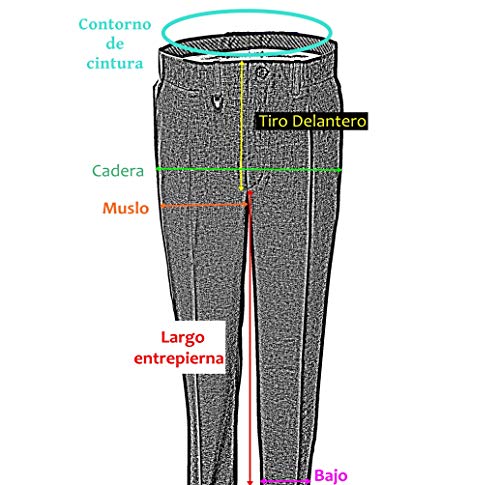 Pantalón adaptado hombre - Tallas grandes - Pantalon vestir con goma en la cintura - Invierno (gris, L)