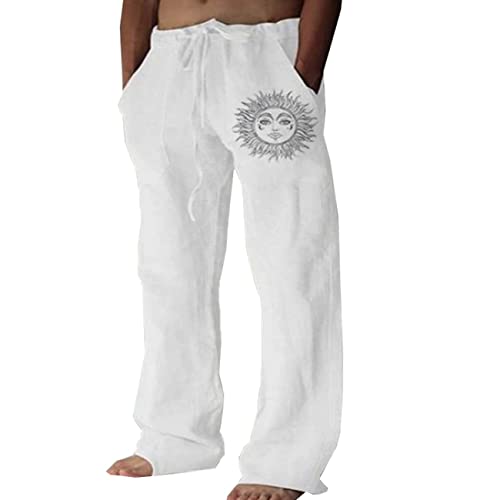 Pantalones Casuales Sueltos EláSticos De Color SóLido con CordóN De OtoñO para Hombre