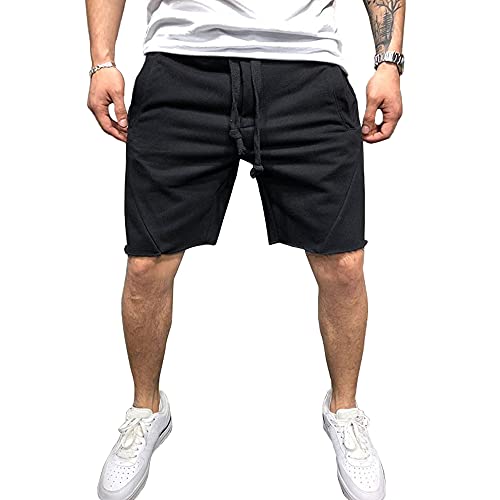 Pantalones Cortos Deportivos, Cortos para Hombre Shorts Deportivos Fitness Pantalón Cortos para Entrenamiento Pantalón Correr con Bolsillo Secado Rápido Pantalón Corto, Negro, M