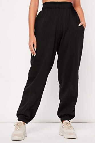 Pantalones de Chándal para Mujer Chica Pantalones Hip Hop Holgados para Jogging Deportes Gimnasia Gimnasio Danza con Elástico Moda Casual (Negro, XL)