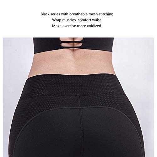 Pantalones De Fitness De Yoga para Mujer Leggings Mujer Deporte Cintura Alta Mallas Pantalones Deportivos Leggins con Bolsillos para Yoga Running Fitness B,XL