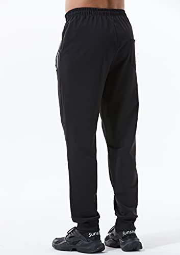Pantalones de hombre deportivos de algodón para entrenamiento de moda estilo casual para hombre otoño e invierno, Negro , L