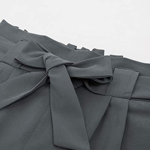 Pantalones de Verano con Cintura elástica Ligera y Cintura Alta Elegantes para Mujer Gris Oscuro 2XL CL10903-14