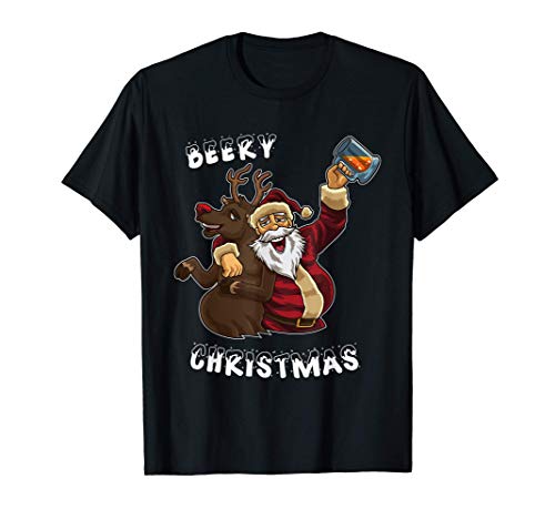 Papá Noel y el oso bebedor de renos Camiseta