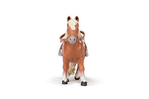 Papo 51559 Shetland Pony con Silla de Montar Caballos, Foals Figurine, Multicolor