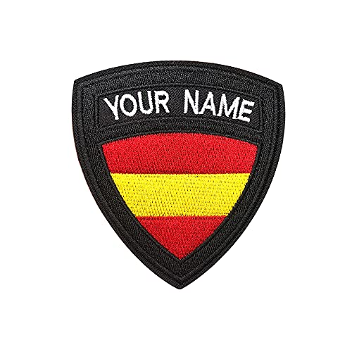 Parche de nombre militar táctico personalizado, etiqueta de nombre de bordado personalizado, parche de hierro de la bandera de España / gancho y lazo para varias bolsas de ropa, camisa de trabajo