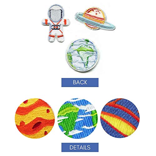 Parches para Ropa Infantiles Espacio - 8 Parches Termoadhesivos Bordados Decorativos Pequeños Planetas Astronauta Pantalones Niños para Planchar Coser Chaqueta Apliques Cumpleaños Bebe Pegatinas