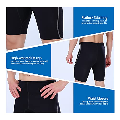 PAWHITS Pantalones de traje de neopreno de 2 mm de cintura alta pantalones cortos de neopreno para buceo natación surf pantalones para hombres