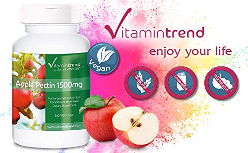 Pectina de Manzana 1500mg – Fibra natural – 300 Comprimidos – Beneficiosa para la flora intestinal y el sistema inmunológico