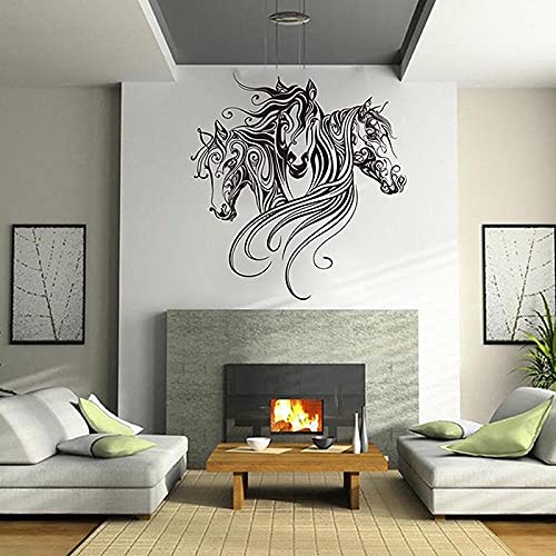 Pegatinas de pared de cabeza de caballo de dibujos animados para sala de estar, pegatinas de pared de jungla con cabeza de caballo para sala de estar, decoración de vinilo para dormitorio, 112x70cm