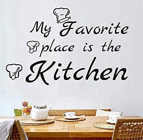 Pegatinas de pared pegatinas de diseño personalizado mi lugar favorito es el cartel de gorro de cocinero de la habitación infantil grande del arte de la cocina 92X58Cm