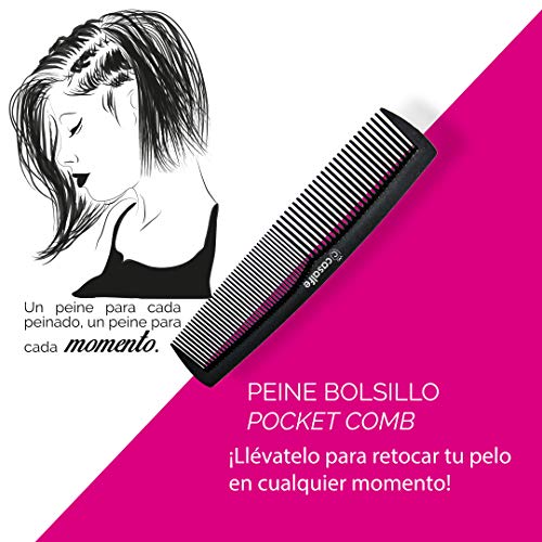 Peine Profesional Bolsillo Casalfe con 2 tipos de púas redondeadas - ¡no dañan cuero cabelludo! Fabricado en España.