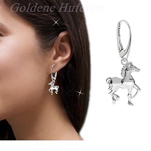 Pendientes de caballo estable de plata de ley 925 para niñas y mujeres