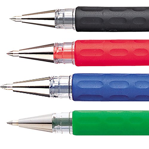 Pentel - Bolígrafo de gel con agarre y punta redonda de 0,6 mm, línea negra de 0,3 mm, color negro 12 unidades