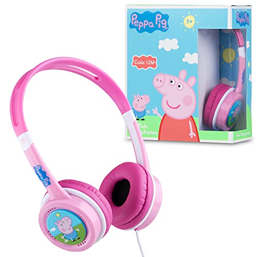 Peppa Pig Auriculares Infantiles para Niñas, Cascos Musica Niños, Auriculares Diadema con Cable Niña