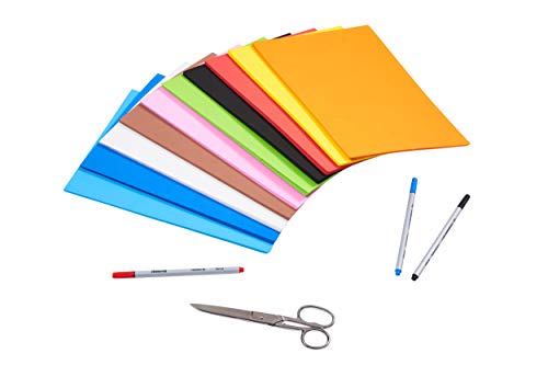 perfect ideaz 30 hojas gomaespuma de colores, DIN-A4, 10 colores diferentes, 2 mm de grosor, set de gomaespuma para manualidades, artículos de DIY, estera de gomaespuma para niños