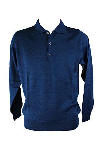 Perfiles de Toscana. Golf para Hombre con 3 Botones. Camiseta 80% Lana Merinos. Fabricado en Italia. Talla M-3XL. 9 Colores. Pavone L