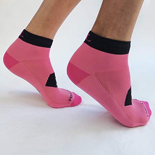 PERRO LOCO Calcetines Cortos para Correr técnicos Coolmax. Calcetines Tobilleros Running. Edición Limitada. Diseñados en Murcia. Fabricados en España. (Rosa, 37-39)