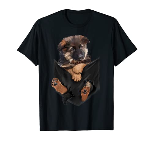 Perro Pastor Alemán Cachorro Marrón Camiseta