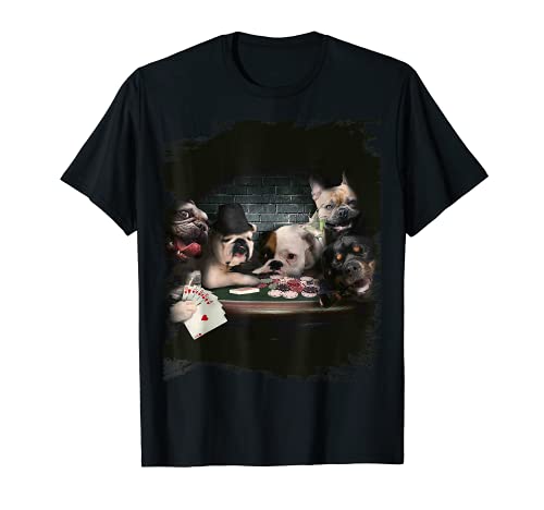 Perro Perros Jugar a las Cartas Juego Poker Jugador Camiseta