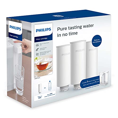 Philips Water - AWP225 - Filtro de Agua Micro X-Instant, Cartuchos para filtración de agua Instanteno, Agua más pura y de Excelente Sabor, Pack 3 unidades