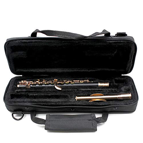 Piccolo clave chapado en oro de 16 hoyos C Plus E French Key Botón italiano de juntas de alto grado de tela caja de paño de limpieza de Rod Swab y guantes para la ejecución del ensayo Nivel