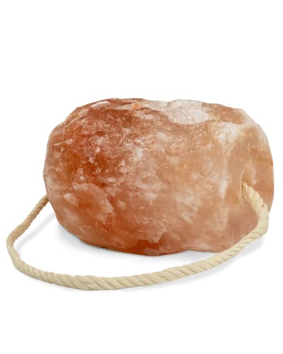 Piedra de sal de alta calidad "Himalaya" 1 x piedra para fugas con cordel, total aprox. 5 kg, para caballos, ovejas, vacas, salvajes, sal de ganado, piedra mineral de alta calidad
