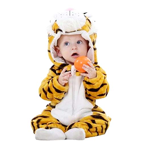 Pijama de tigre - pijama de tigre bebé - niño - sin pies - forro polar - disfraz - tutone cálido - carnaval - tamaño 80 cm - idea de regalo original