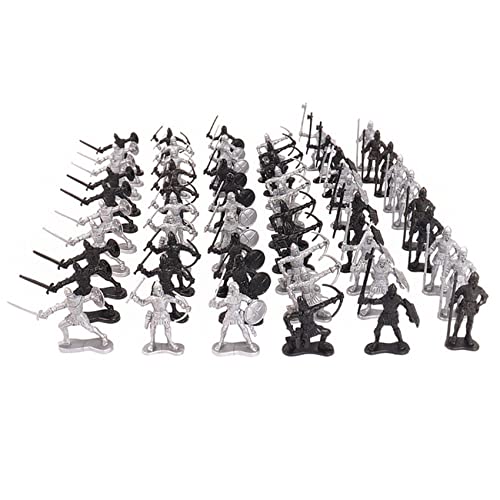 Pineapplen 60 Piezas / Conjunto Guerreros de SimulacióN de Guerra Medieval, Modelo de Soldado EstáTico Accesorios de Mesa de Escena de Bricolaje Caballeros de la Edad Media