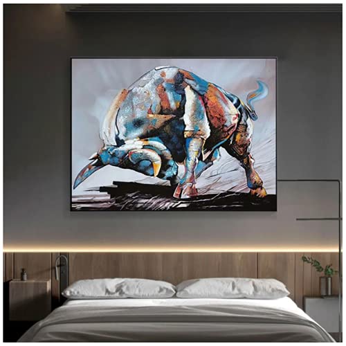 Pintura abstracta en lienzo de corrida de toros española, carteles e impresiones de toros coloridos, imágenes artísticas de pared de estilo nórdico abstracto, decoración del hogar sin marco