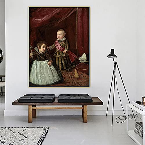 Pintura famosa de Diego Velázquez "Don Baltasar Carlos con un enano" Impresión de lienzo Cuadro de arte de pared para la decoración de la habitación del hogar 50x65cm Sin marco