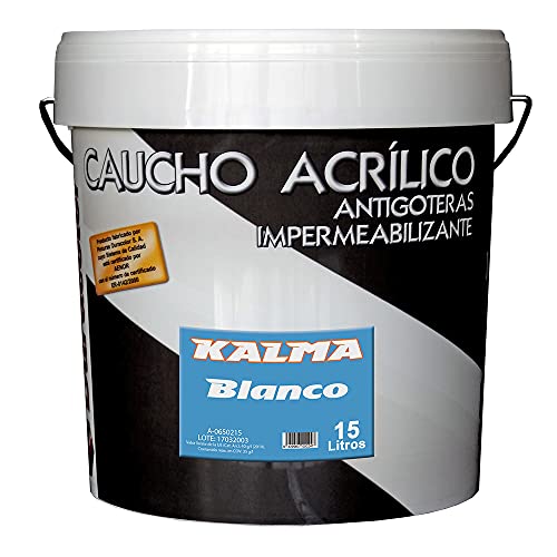 Pintura Impermeabilizante de caucho acrílico para tratamiento antigoteras de terrazas, laterales y cubiertas - Kalma Antigoteras Duracolor (1 litro, Blanco)