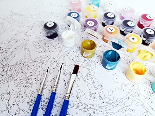 Pintura por números para Adultos DIY Pintura al óleo Kit con Pinceles y Pinturas para Niños Seniors Junior -Con Marco de Madera- Caballos Atardecer - 40 x 50 cm - PBN26060