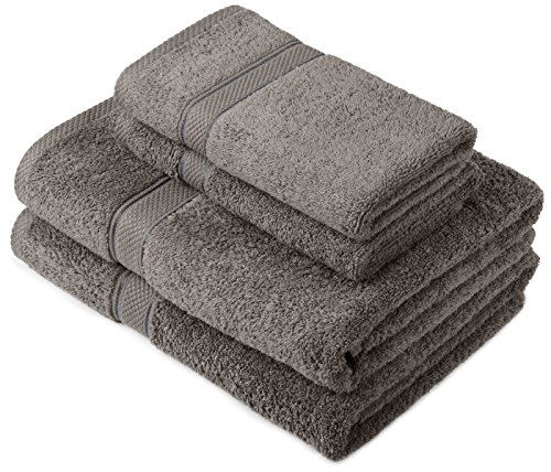 Pinzon by Amazon - Juego de toallas de algodón egipcio (2 toallas de baño y 2 toallas de manos), color gris