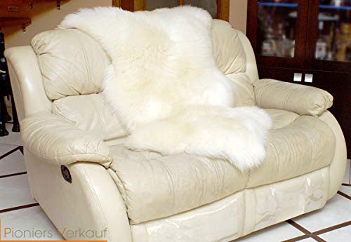 Pioniers Verkauf Natur-Fell-Shop - Alfombra de piel de oveja (tamaño XXL, curtida, 120-130 cm), color blanco y beige