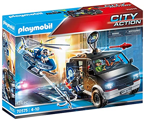 PLAYMOBIL City Action Helicóptero de Policía: persecución del vehículo huido, A partir de 4 años (70575)