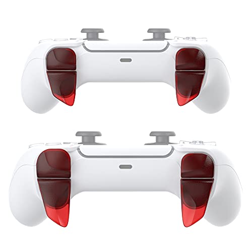 PlayVital 2 Pares de Gatillo Extensor para PS5 Control Extensores de Disparo Mejora del Juego Gatillos Bumper Trigger para Playstation 5 Mando Grips Extender Botón para PS5-Transparente Rojo