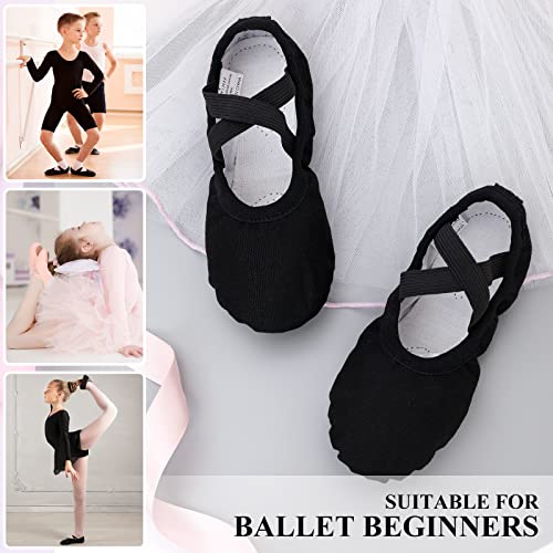 PLIKSUVER Zapatillas Ballet Niña Zapatos de Ballet de Lona Suela Partida de Cuero para Niña y Mujer Adultos