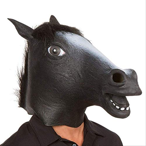 PMWLKJ Año Nuevo Máscara de cabeza de caballo Disfraz de animal Juguetes Fiesta Decoración de patio de Halloween Como se muestra Negro