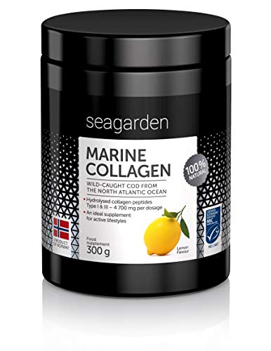 Polvo de colágeno marino puro noruego | Sabor a limón | Péptidos hidrolizados | de bacalao noruego, ártico y salvaje | Suplemento para la piel, cabello, tendones, ligamentos | 100% natural | 300 g