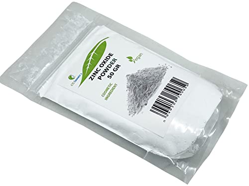Polvo de óxido de zinc (zinc Oxide) - 50/100 gr - Ingrediente cosmético, material de alta pureza, no nano (50 Gr)