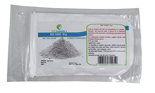 Polvo de óxido de zinc (zinc Oxide) - 50/100 gr - Ingrediente cosmético, material de alta pureza, no nano (50 Gr)