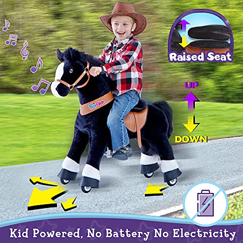 PonyCycle Oficial Modelo U 2021 Montar a Caballo Animal Que Camina con Ruedas (con Freno y Sonido / U4 para niños de 4-9 años) Caballo Negro Ux426